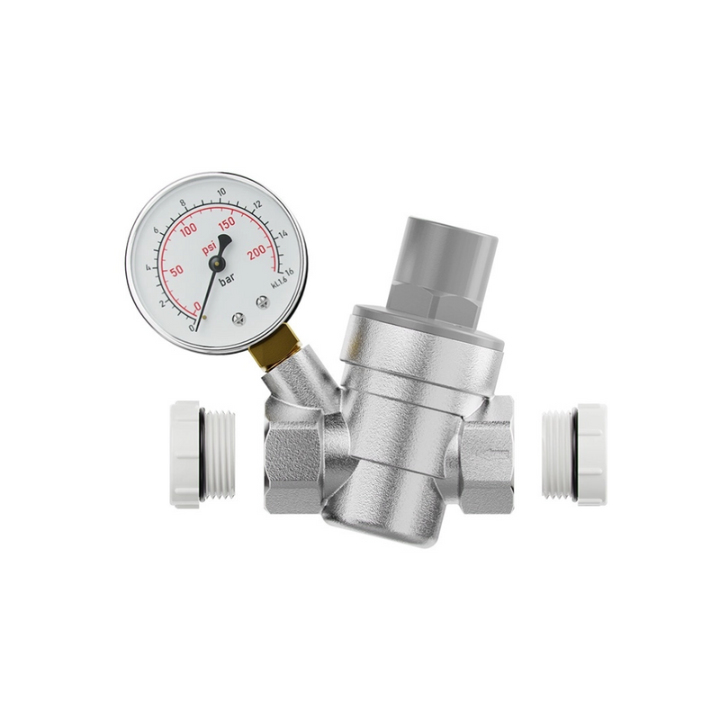 VALV REDUTORA DE PRESSAO 3/4 C/MANOMETRO E RED DE 3/4X1/2 (330311) BLUKIT