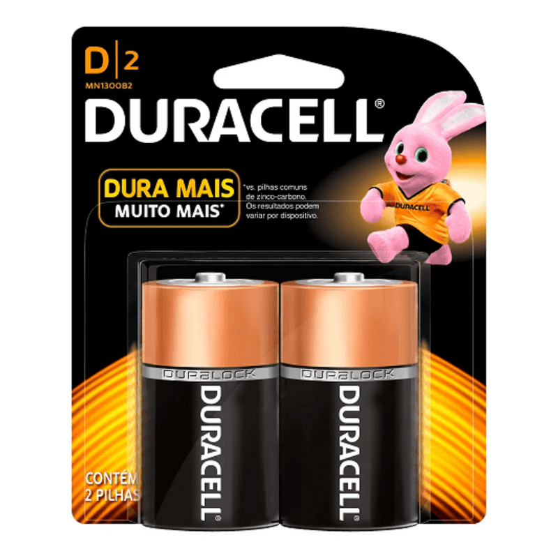 PILHA GRANDE D C/ 2 PILHAS DURACELL