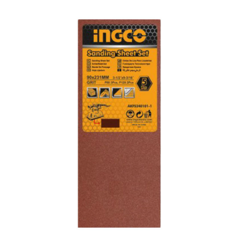 JOGO DE FOLHAS DE LIXA 90 X 231MM(P80 E P120) COM 5 PECAS (AKFS240101-1) INGCO