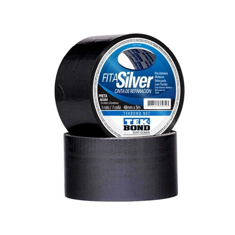 FITA SILVER TAPE PRETA 48MMX5MT TEKBOND
