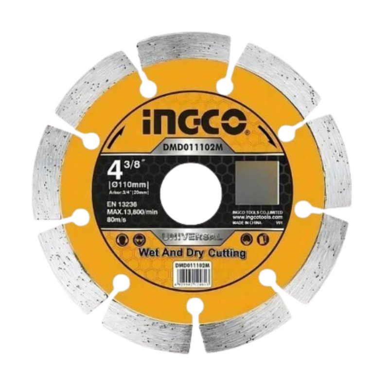 DISCO DIAMANTADO SEGMENTADO 4.3/8POL (110MM X20MM) (DMD011102M) INGCO