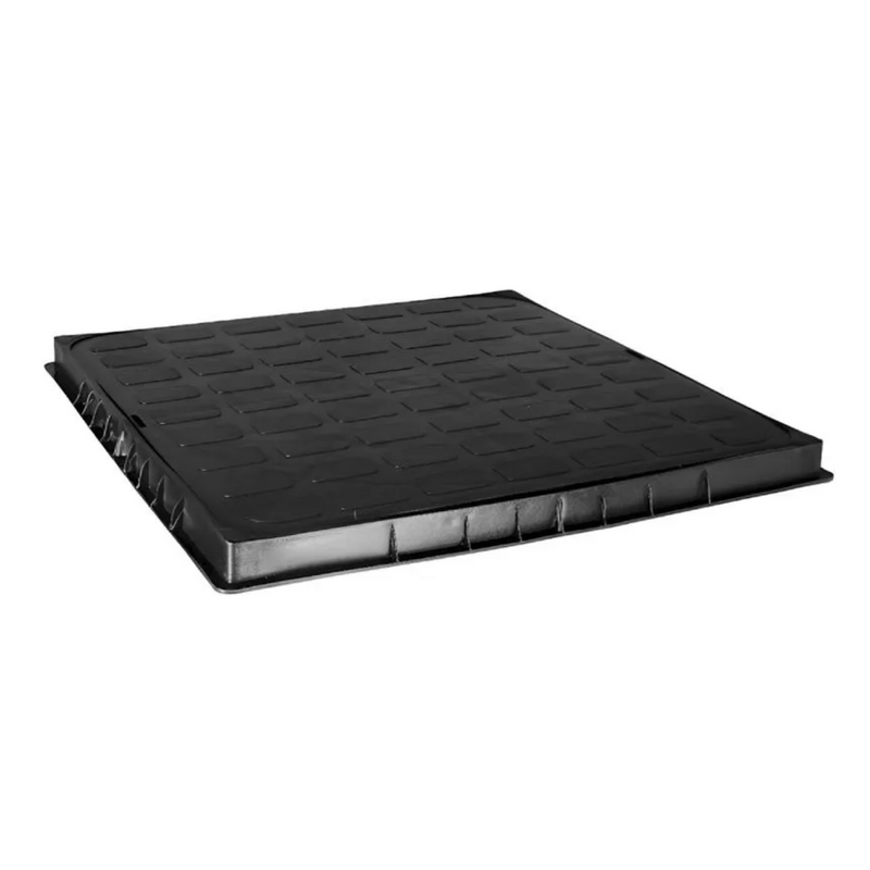 TAMPA C/PORTA TAMPA PRETA 400X400MM QUAD ESTRELA (1331)